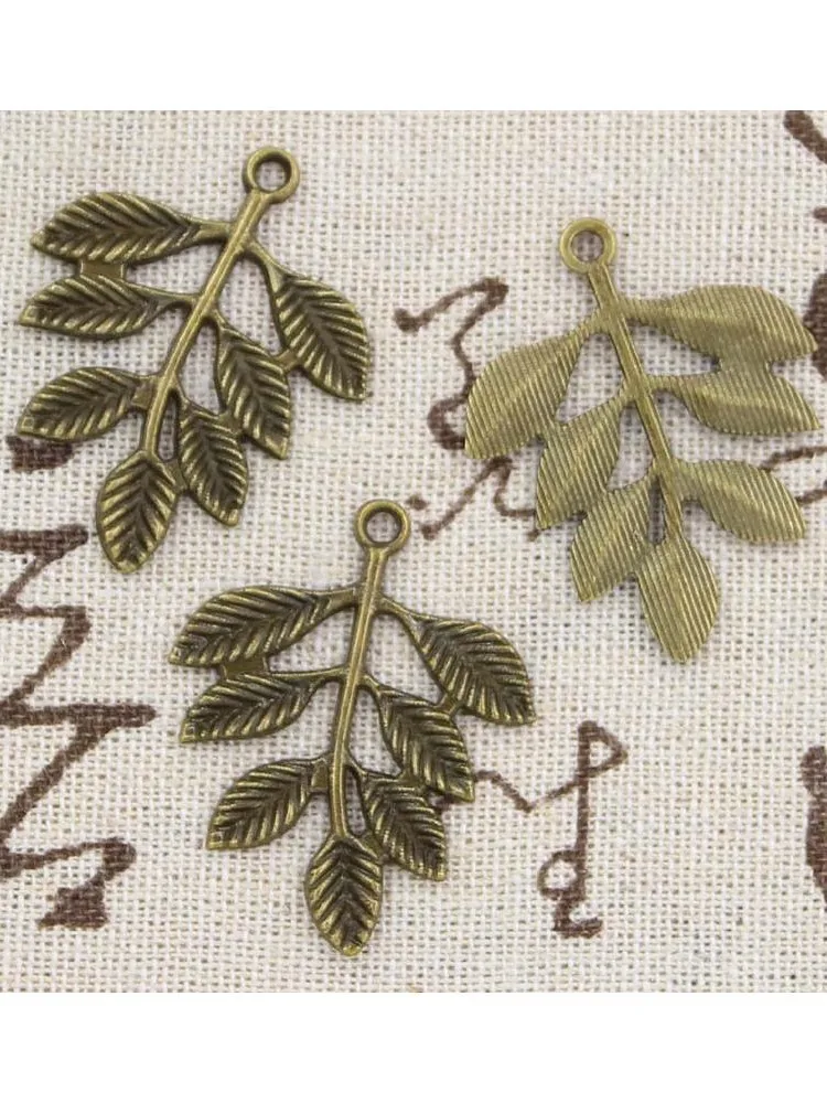 8 sztuk Charms liść drzewa gałęzi 28x35mm Antique Making wisiorek fit, w stylu Vintage tybetański brąz srebrny kolor, ręcznie robiona biżuteria DIY — zdjęcie 2