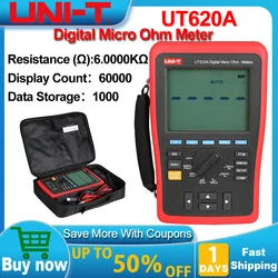 UNI-T UT620A Digital Micro Ohm Meter; Manual Range DC Low Resistance Tester, Data Storage/USB Data Transfer/Data Hold