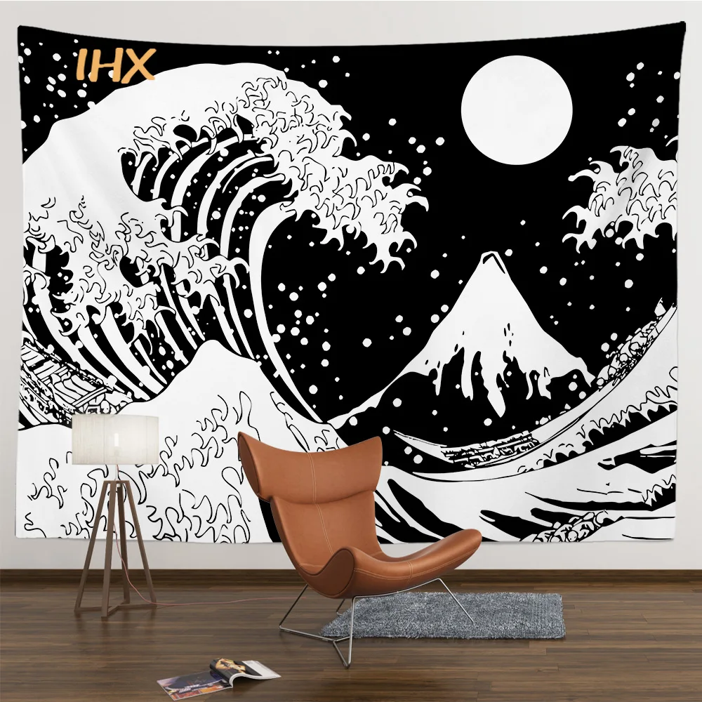 Mount Fuji Tapestry Kawaii Room Decor Wall Hanging Tapestry Japan Kanagawa Big Wave Bedroom Dormt Aesthetic Home Decor Tapestry