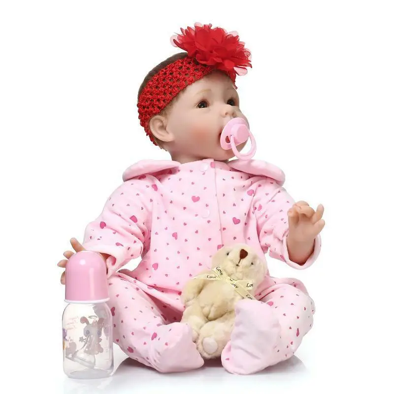 

22'' Silicone Newborn Doll Cloth Body Handmade Lifelike Rebirth Dolls Toys To Accompany Your Child