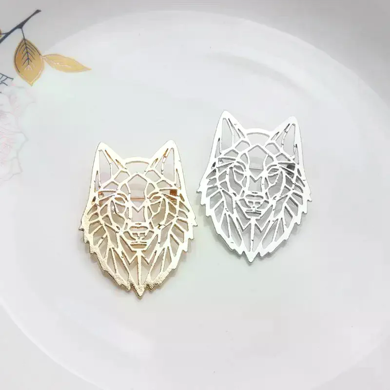 Animal Wolf Head Brooch For Men Women Stainless Steel Punk Lapel Pins Suit Collar Badges On Backpack Jewelry