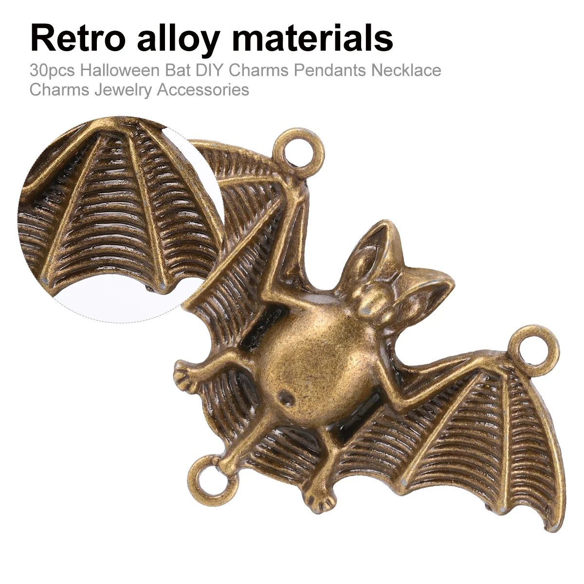 

30Pcs Bat Pendant Alloy Charms Halloween DIY Jewelry Making Accessories Necklace Earrings Bracelet Creative Gift