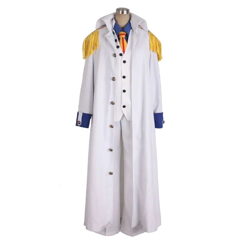 Anime One Cos Piece Kuzan Aokiji Cosplay Costume Kapu Role Play Shirt Vest Pants Tie Windbreaker Halloween Carnival Party Suits