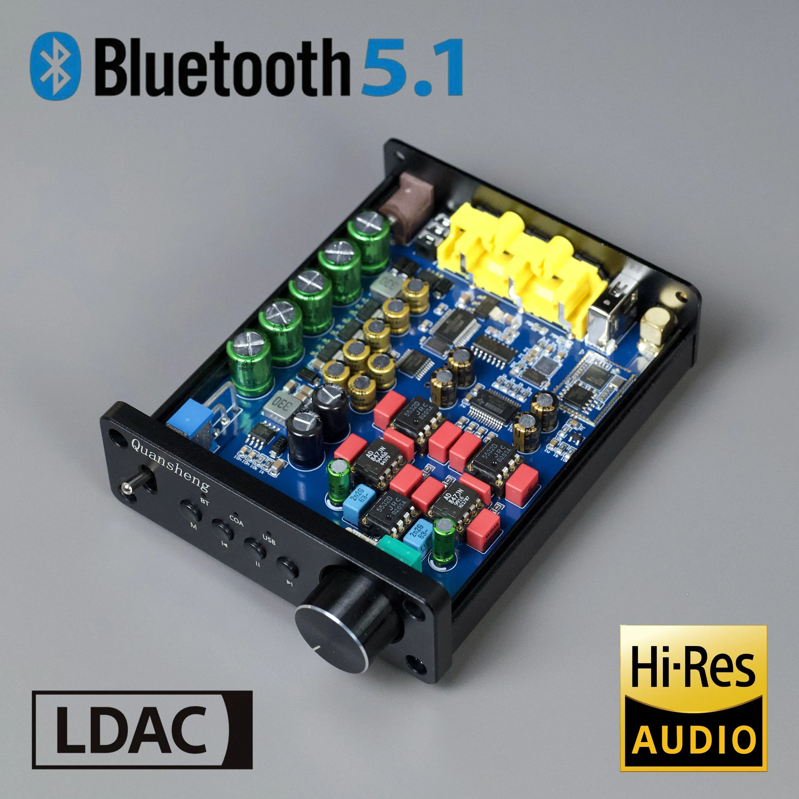 

1Pcs New 100% Original PCM1794 Bluetooth 5.1 Decoder LDAC Bluetooth Coaxial USB Computer Sound Card Sheng ES9038 Super 5.0