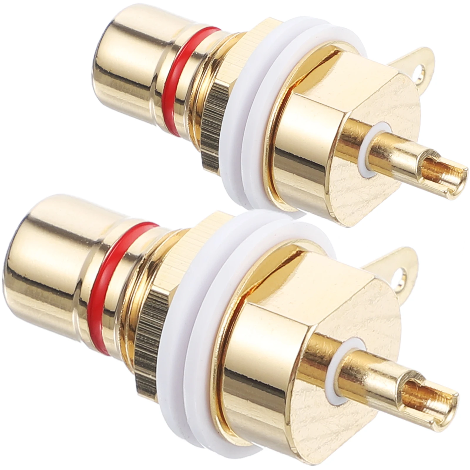 

2pcs Rca Female Socket Connectors Jack Panel Mount Adapter For Amplifier Pure Copper Gold Plated Audio Terminal Welding Coupler