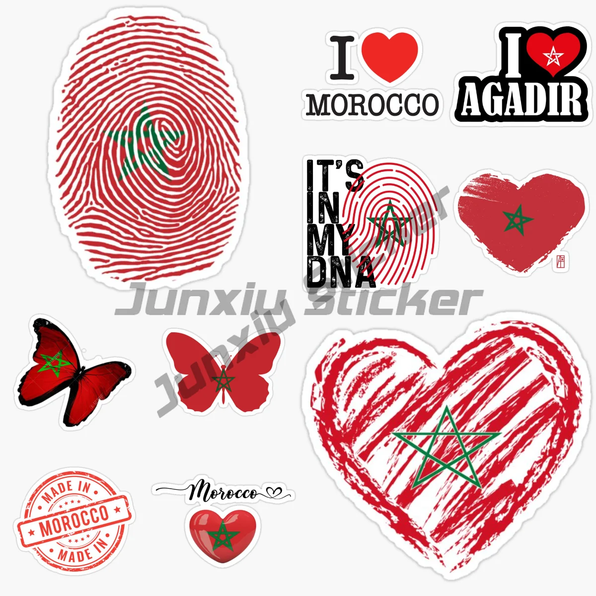 

Moroccan National Flag and Emblem Love and Butterfly Football Car Stickers Vinyl Self Adhesive Decorative Decal Accessories