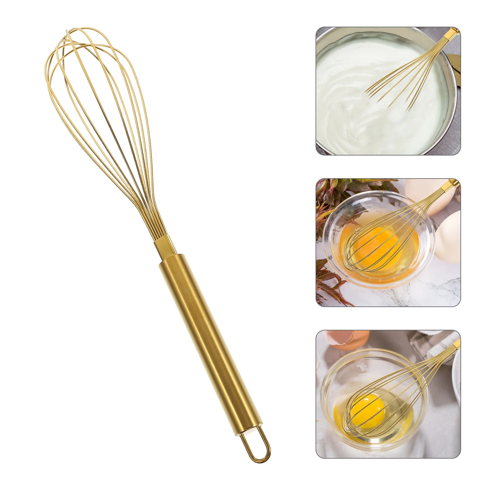 

Metal Wire Stainless Steel Egg Whisk Lightweight Kitchen Beater Stirrer for Baking Mixing Cooking Supplies Egg Whisk