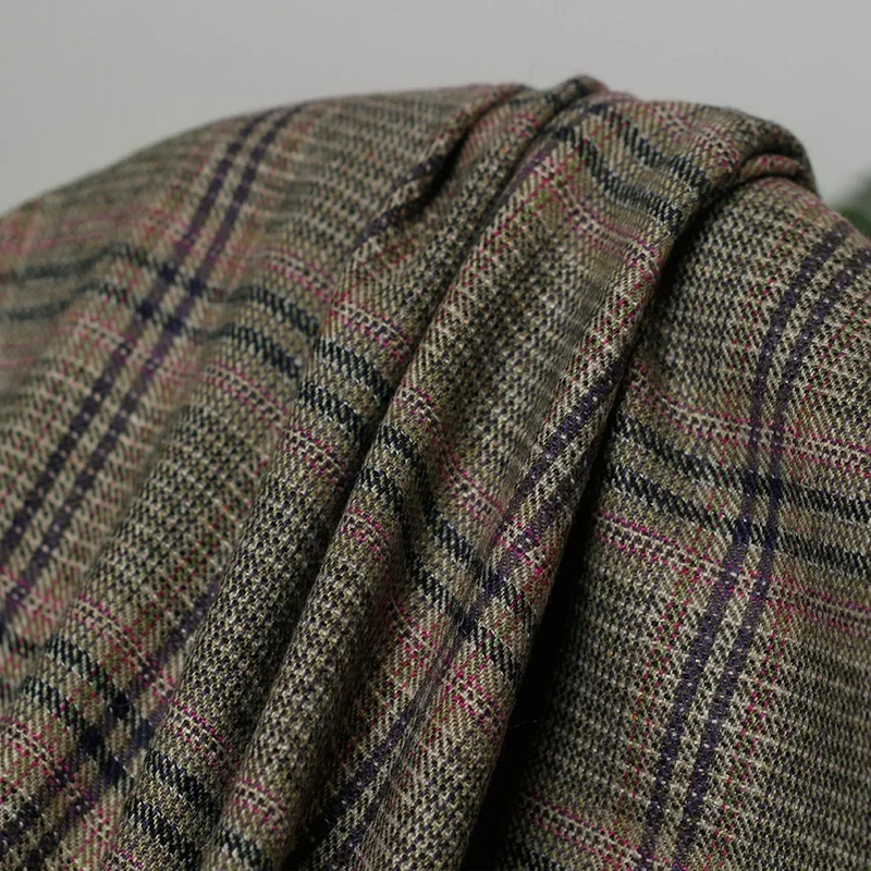 Redraspberry Japanese Plaid Yarn Dyed Wollen Wool Fabrics 100%Wool Material Autumn Women Jacket Sewing Cloth Tailor Freeshipping
