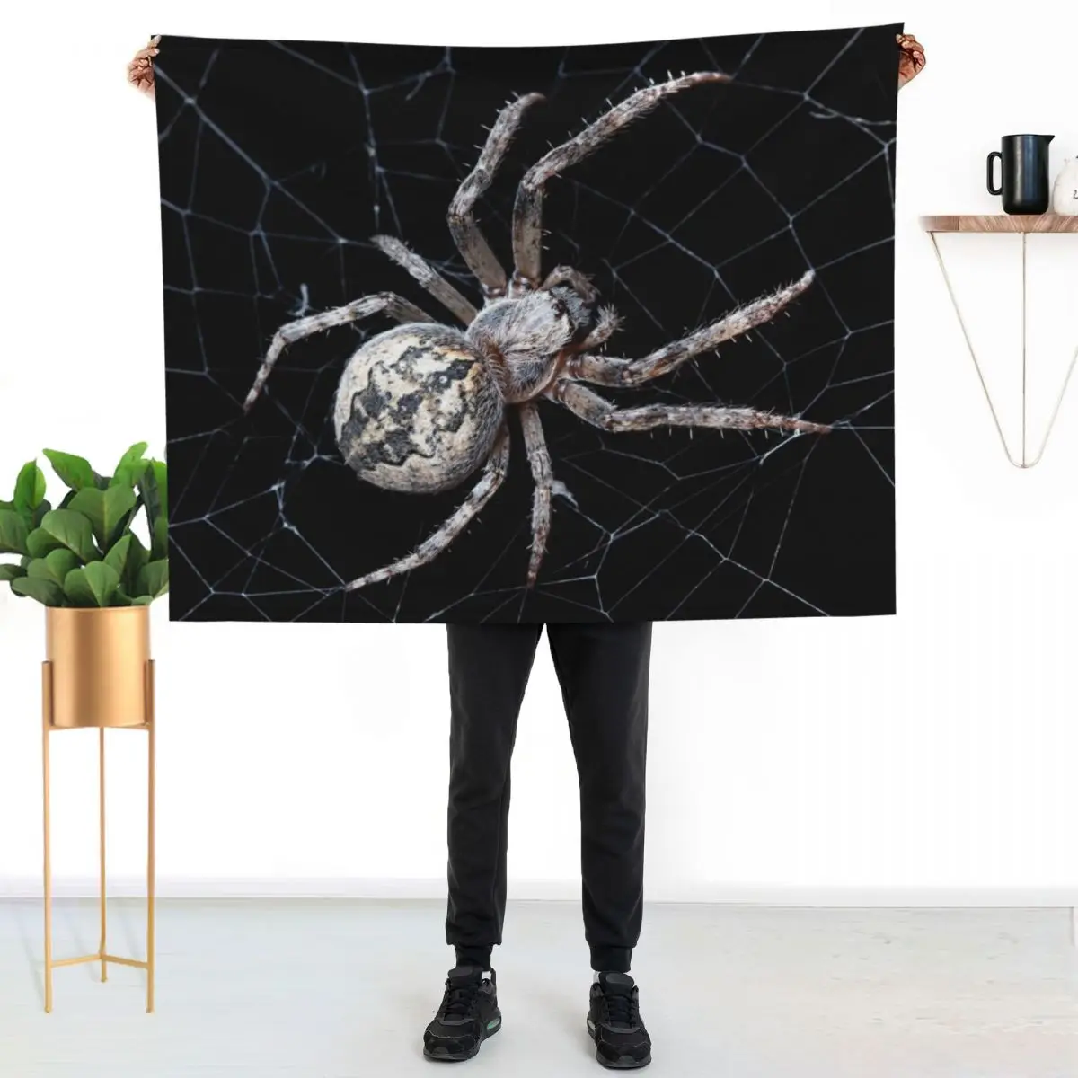 

Big Spider On Cobweb Throw Blanket Warm Napping Blanket for Office Couch Bed