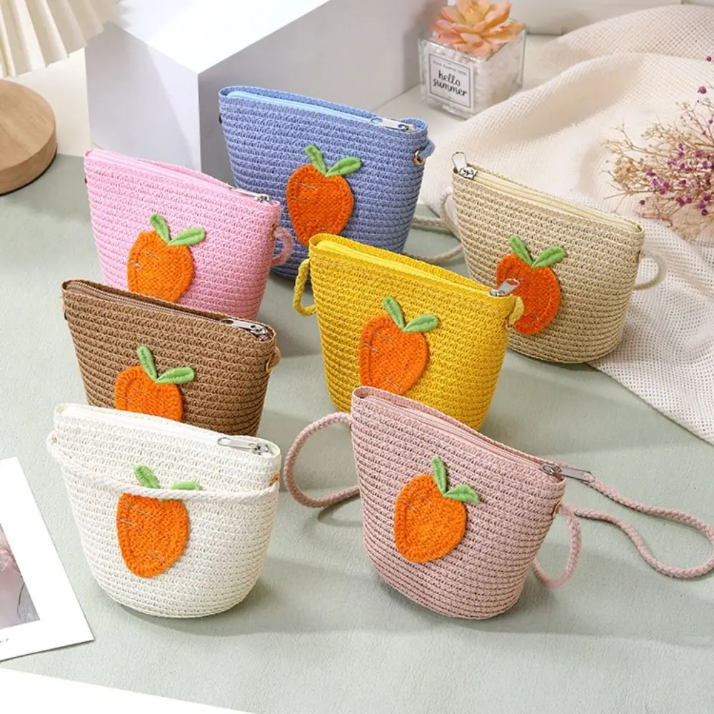 

Handmade Kids Girls Shoulder Bag Fruit Straw Baby Bags Messenger Bag Children Keys Coin Purse Cute Princess Mini Handbag