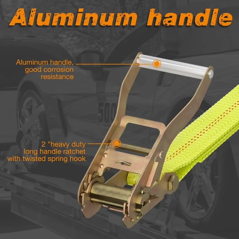 Adjustable Vehicle Tie Down Kit with Flat Hook Heavy Duty-Break Strength 10,000 lbs-Working Load 3333 lbs-2