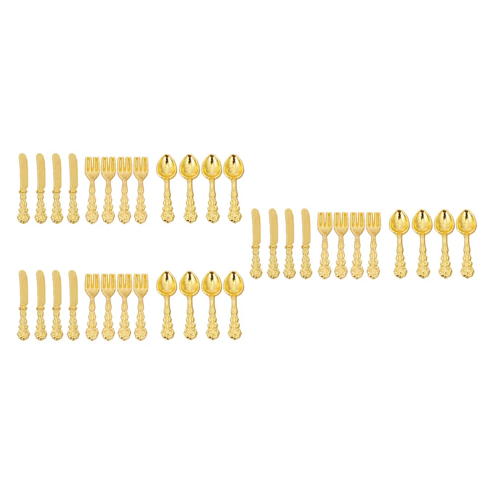 36 Pcs Knife and Fork Toy Accessories Miniature Tableware Model Flatware Toys Kitchenware Alloy Cutlery Dinnerware