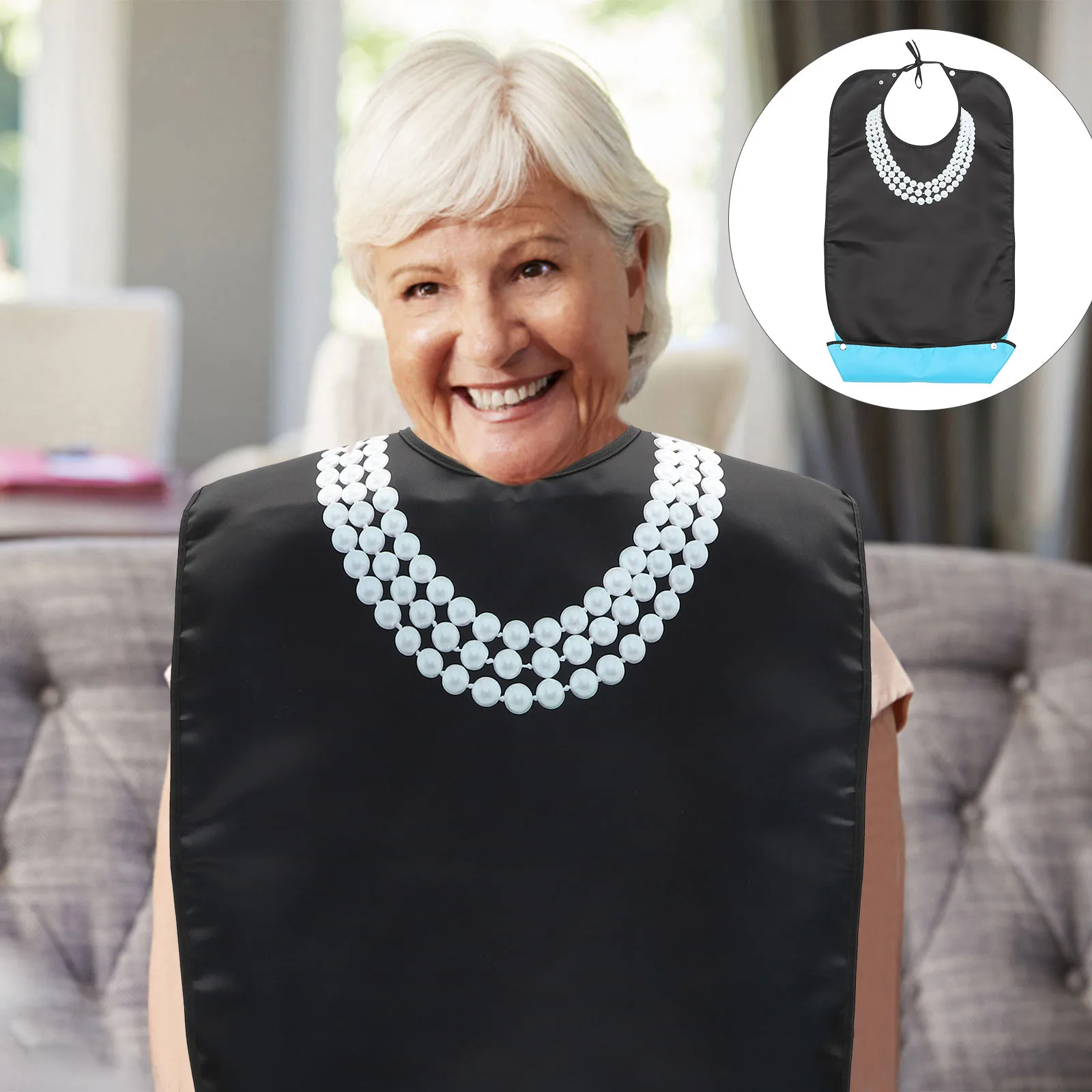 

Waterproof Adult Bib Deluxe Foldable Design for Elderly Dining Spill Proof Protection Washable Reusable Convenient Lightweight