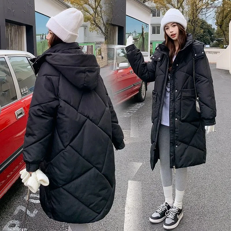 2024 Winter Women Jacket Coats Long Parkas Female Down Cotton Hooded Overcoat Thick Warm Jackets Windproof Casual Student Coat