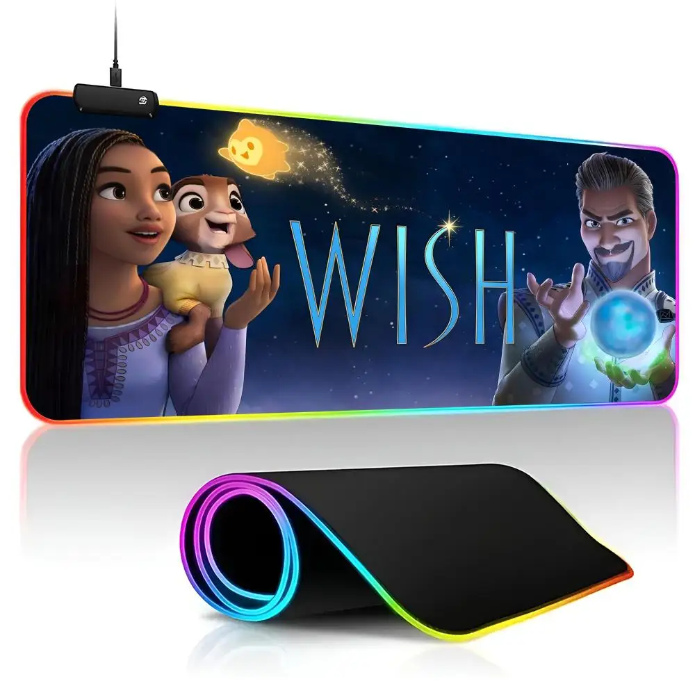 Wish Mouse Pad Gamer RGB Deskmat Keyboard Mat Gaming Laptops LED Mousepad Desk Protector Anime Mause Mats