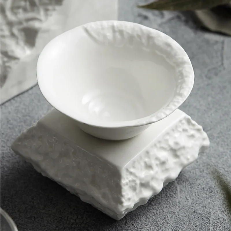 Ceramic Stone Soup Bowl, Salad Bowl, Molecular Cuisine Tableware, Creative Irregular, Artistic Conception Dishes Hotel Features