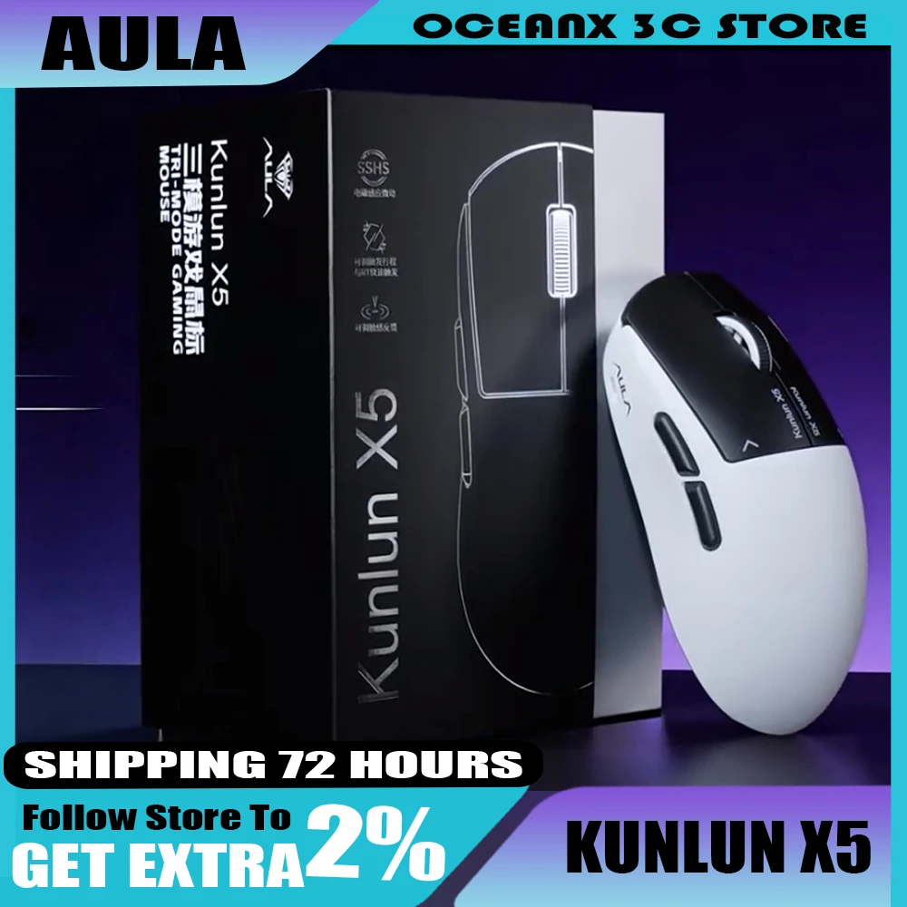 Mouse gamer sem fio AULA Kunlun X5