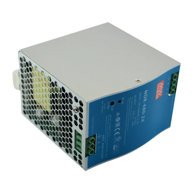 480W Slim Switching Power Supply 24V 20A NDR-480-24 Meanwell Single Output Industrial DIN RAIL