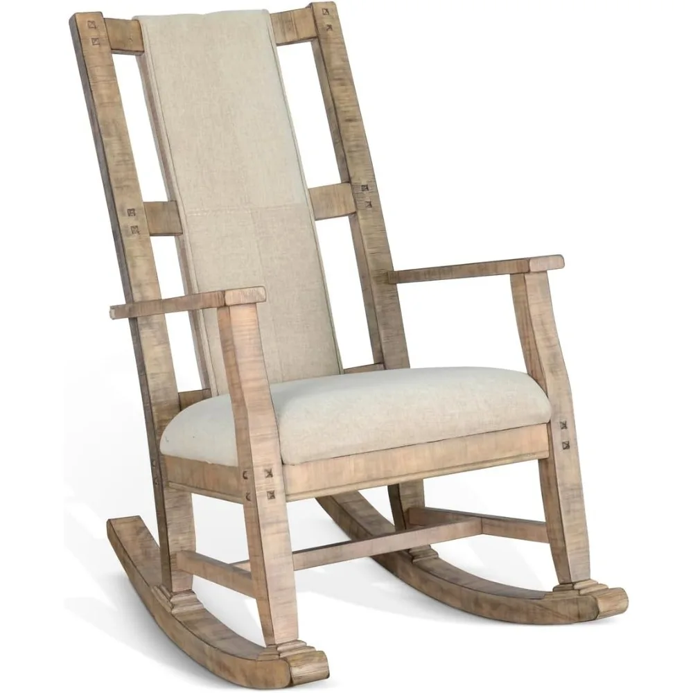marina mahogany rocking chair with cushion seat & back in beige