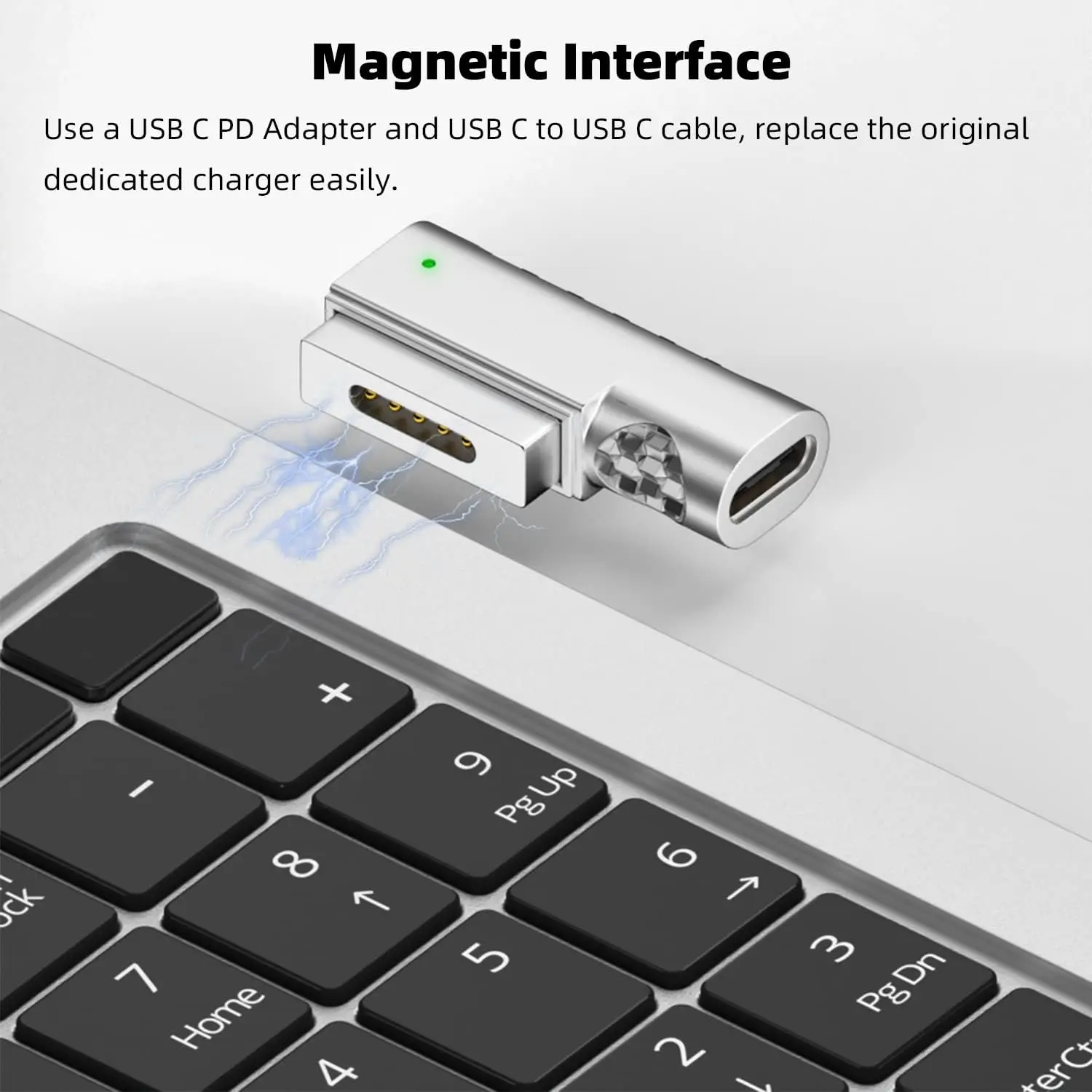 

90 Degree USB C to Magnetic2 T-Tip Adapter 100W PD Fast Charging Converter DC Connector Compatible for 2013-2015Macbook Air/Pro