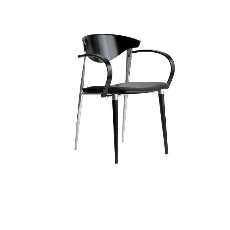 

Nordic retro dining chair designer solid wood chair, medieval backrest book table and chair