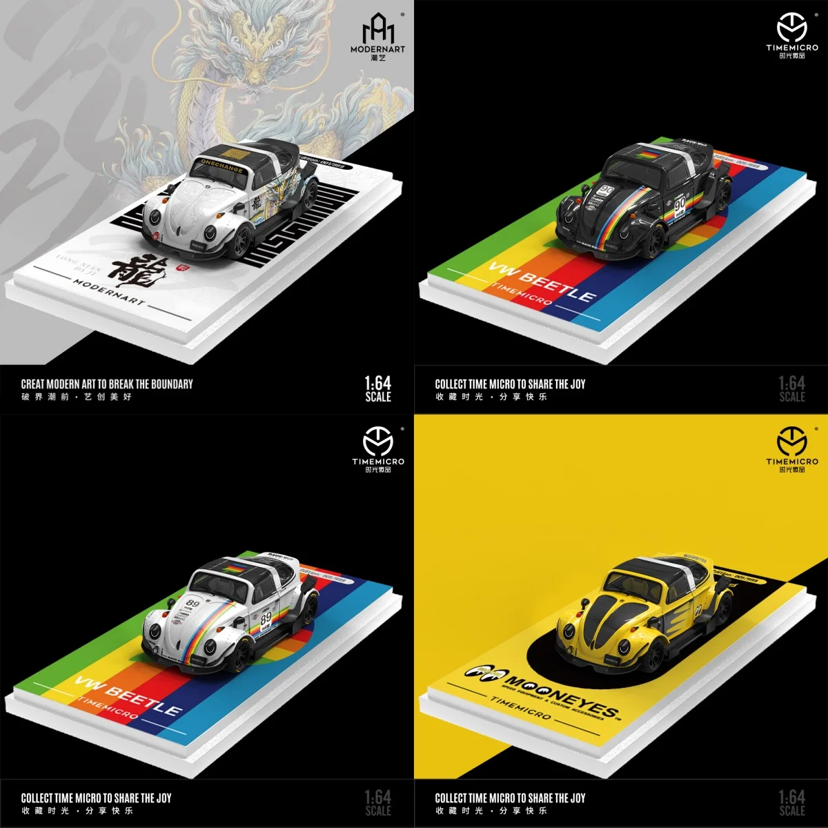 

TimeMicro1:64 Mooneyes/черное яблоко/мартини, окрашенная модель из сплава Beetle
