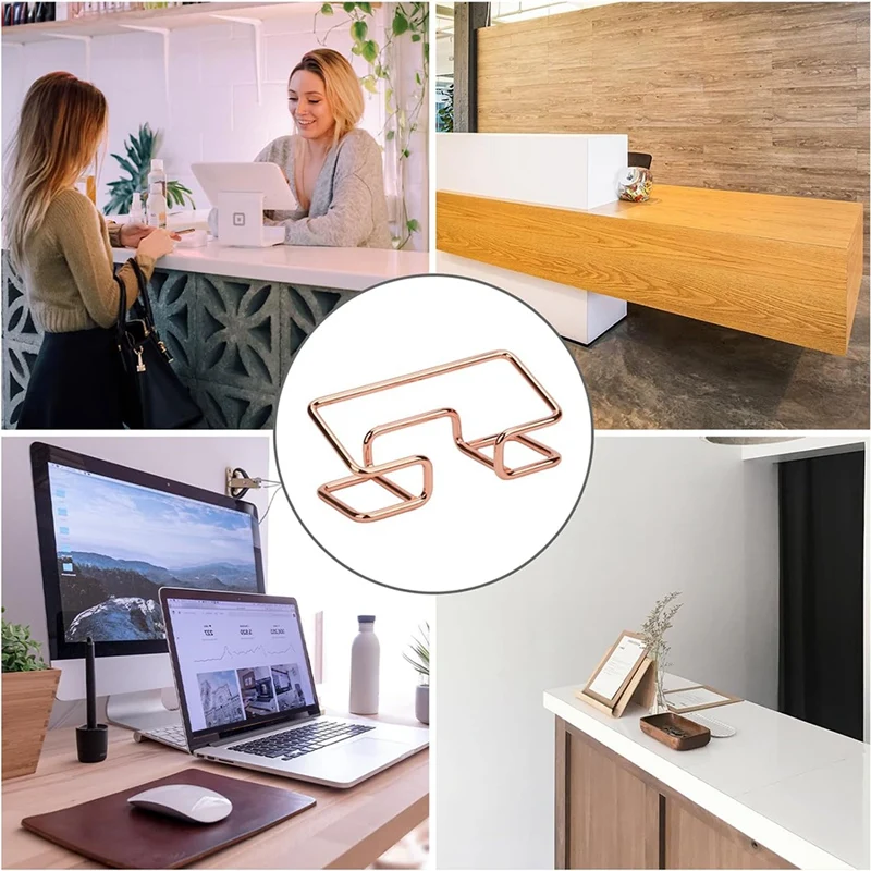 6PCS Business Card Holder Set Kit For Desk, Small Metal Business Card Holder Stand Kit For Office Desktop For Women And Men