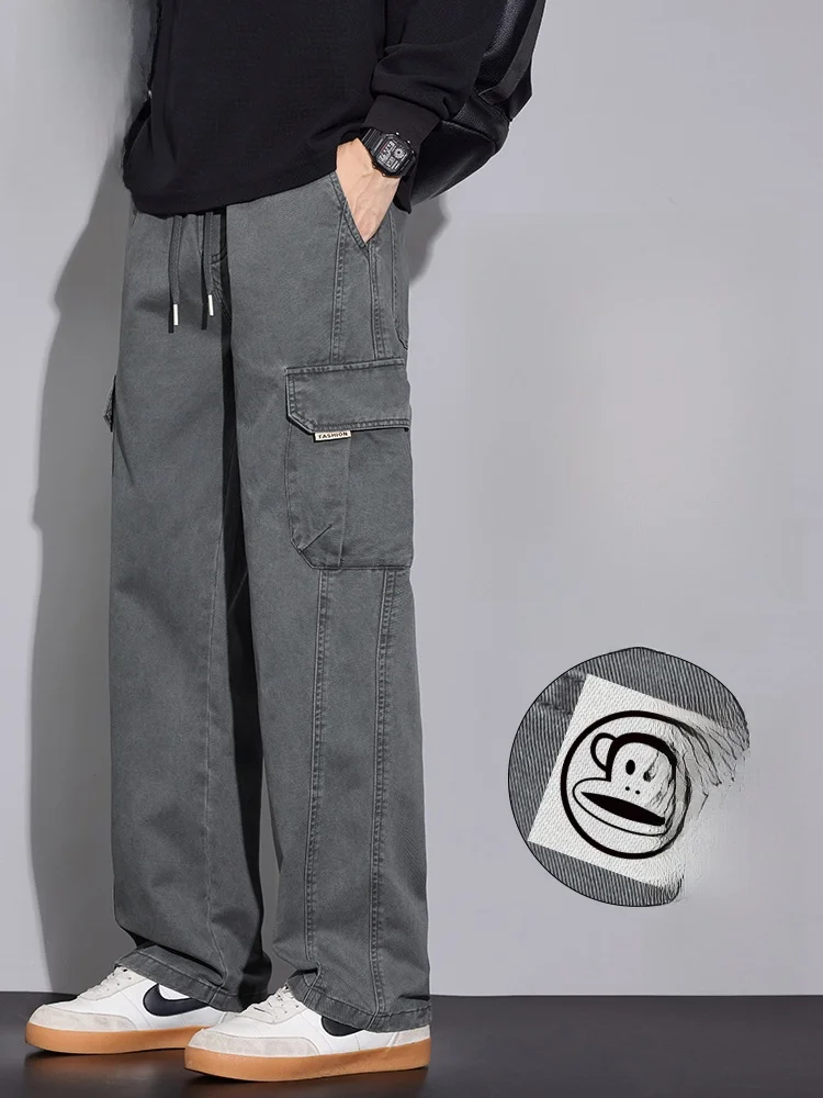 

PaulFrank Men's Fce Lined Straight Leg Casual Trousers Loose Fit Faionable Autumn Winter Cargo Pants Cotton Comfortable