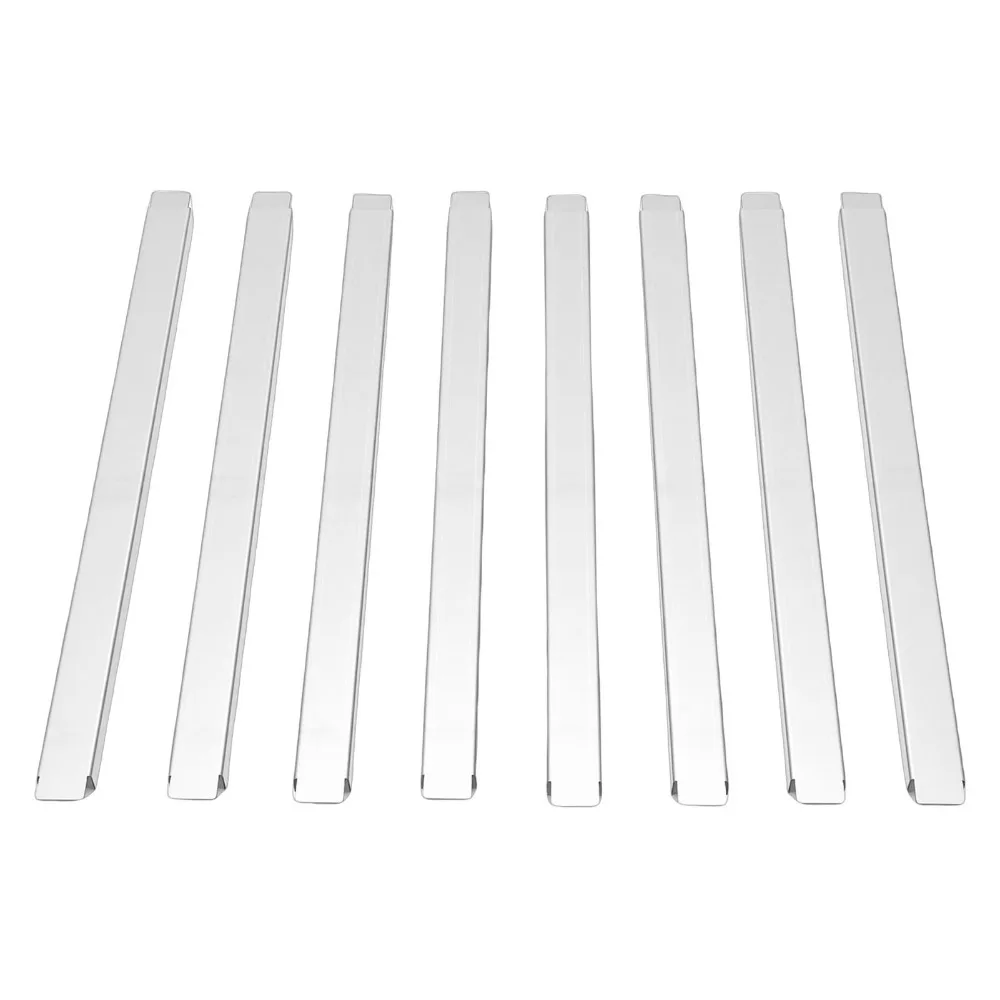 8pcs Stainless Steel Adapter Bar Silver Durable Build Food Service Divider Long Shape Design Reusable Metal Food Divider Rod