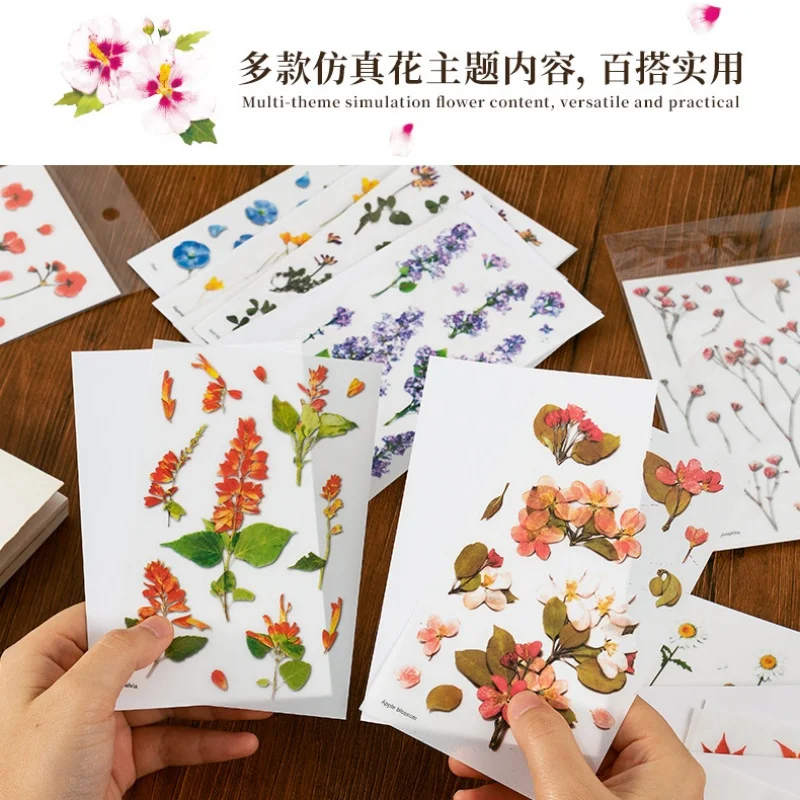 QIANKONG Cute Stickers Vintage Flower Plant  Scrabooking Stationery Craft Supplies cheap kawaii stationery Korean Stationery