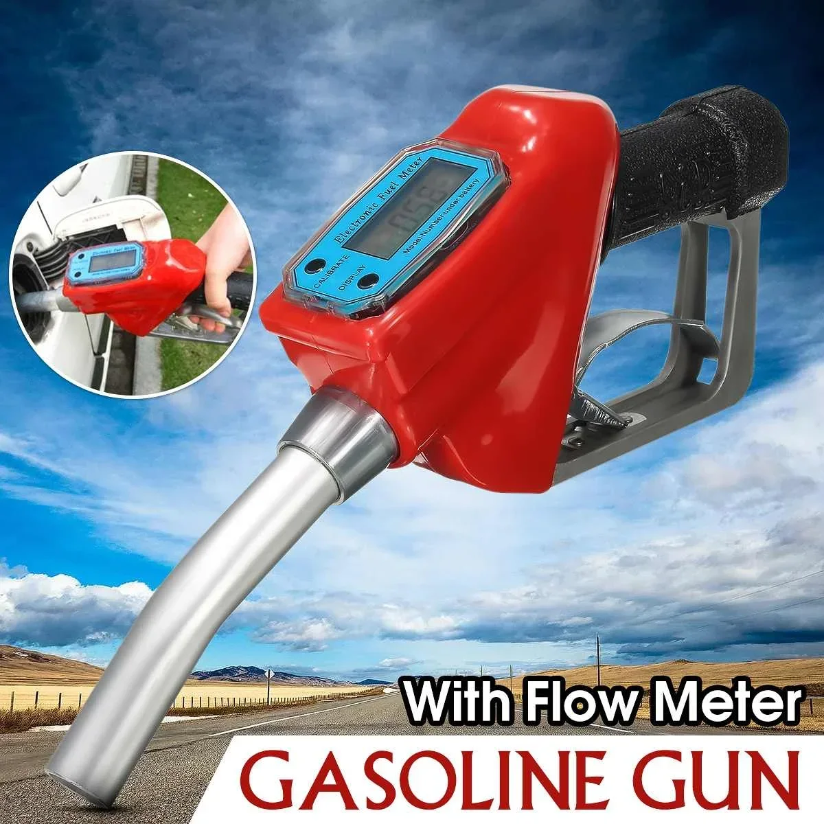 

Digital Flow Meter Indicator Fuel Gasoline Petrol Oil Refueling-Gun Nozzle Aluminum Gas Station Refuel Injection Tools