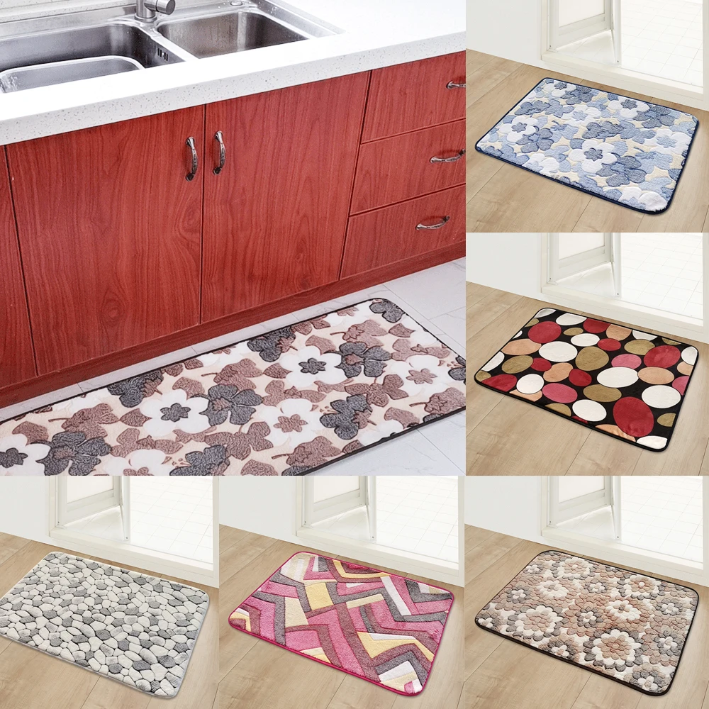 

Bedroom Coral Fleece Floor Mat Home Entrance Doormat Kitchen Bathroom Door Decoration Carpet Bath Shower Room Anti-Slip Foot Rug