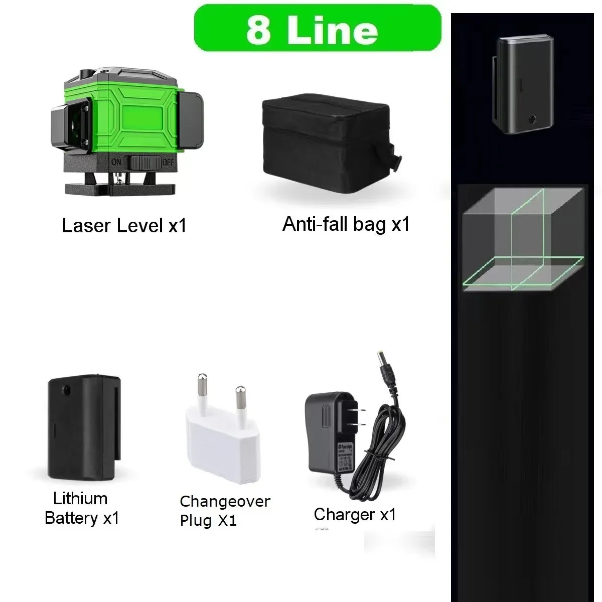 8/12/16 Line Laser Level with Outdoor Mode & Tilt Function - Ideal for Construction and Measurement Solo Leveling