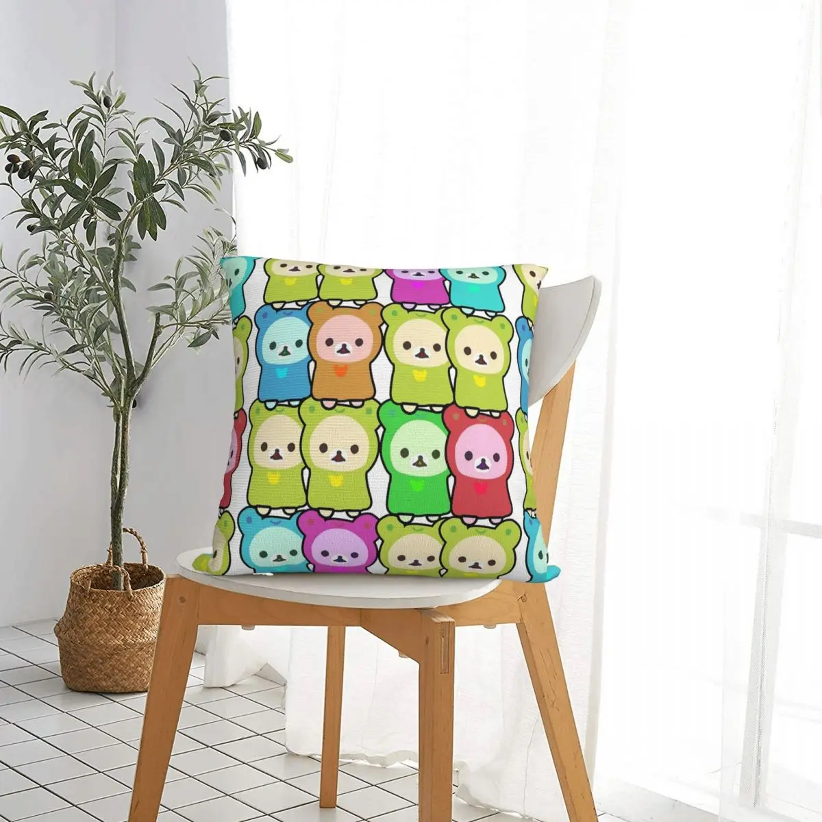 Rilakkuma Pillowcase Polyester Cushion Cover Decor Korilakkuma Frog Pillow Case Cover Home Square 18'