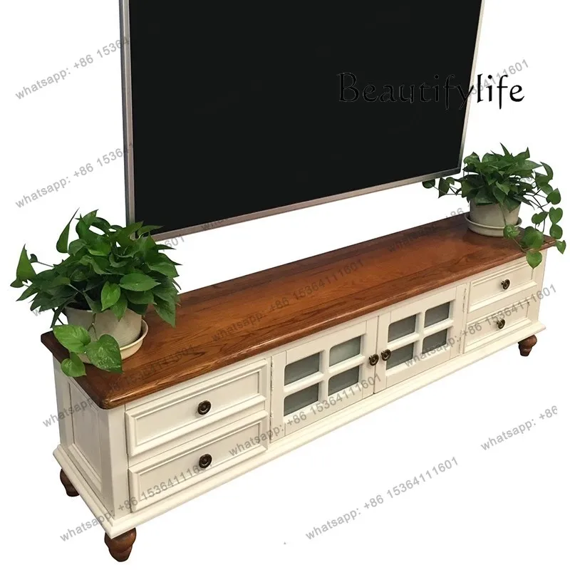 

Pure Solid Wood TV Cabinet American Simple Coffee Table TV Cabinet Unit Living Room Furniture