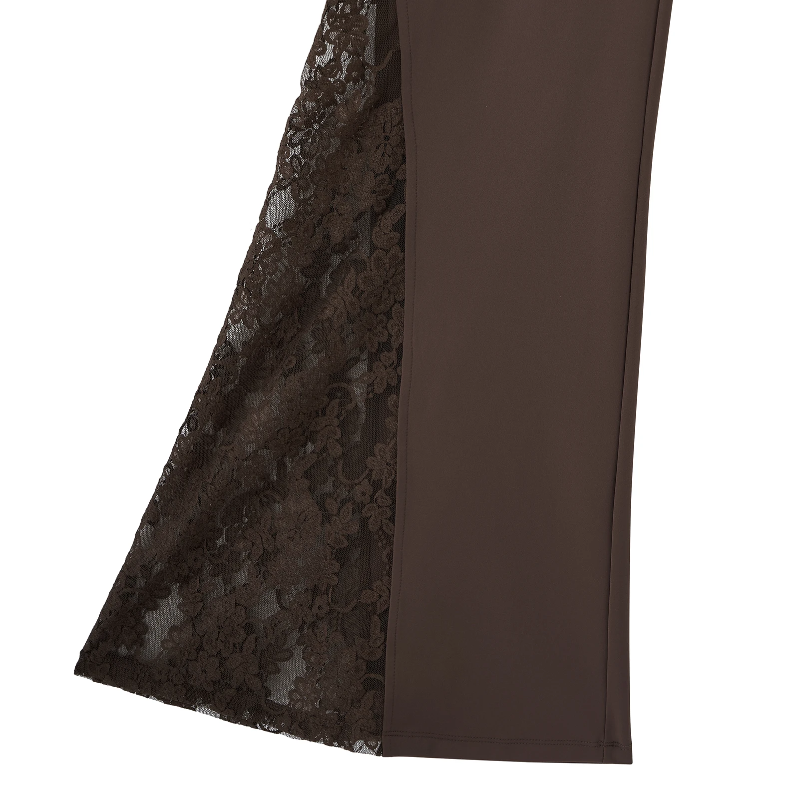 Women Punk Sexy See Through Lace Patchwork Flare Pants Streetwear High Waist Wid Leg Vintage Trousers Y2k Pants Female