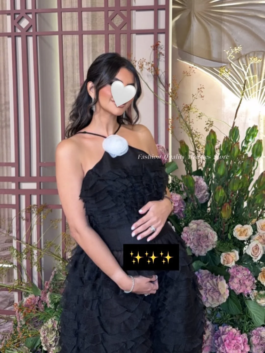 Prom Dresses 2026 Black Halter Neck Ruffle Tiered Maternity Evening Gown Elegant Baby Shower Party Ball Gown Customized