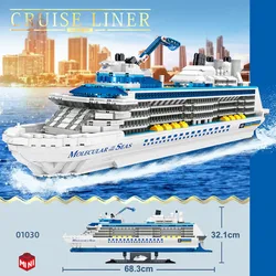 Luxury Cruise Ship Mini Block Vehicle Assemble Building Bricks Ocean Liner Model Construction Toys Collection For Kids Gifts