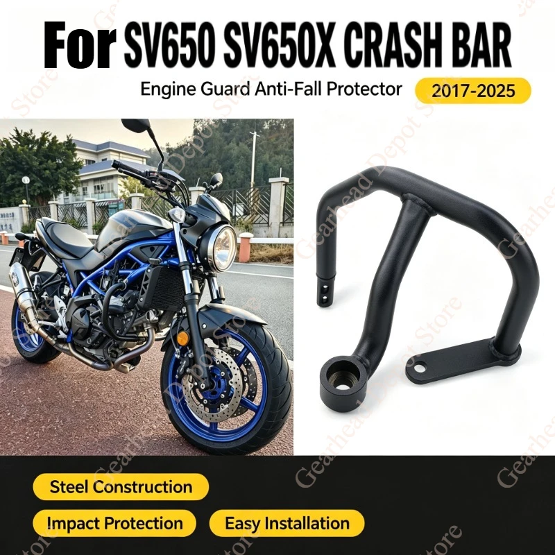 Motorcycle Crash Bar Engine Guard Anti‑Fall Frame Protector Modified Accessories Fit For SV650 SV650X 2017‑2025
