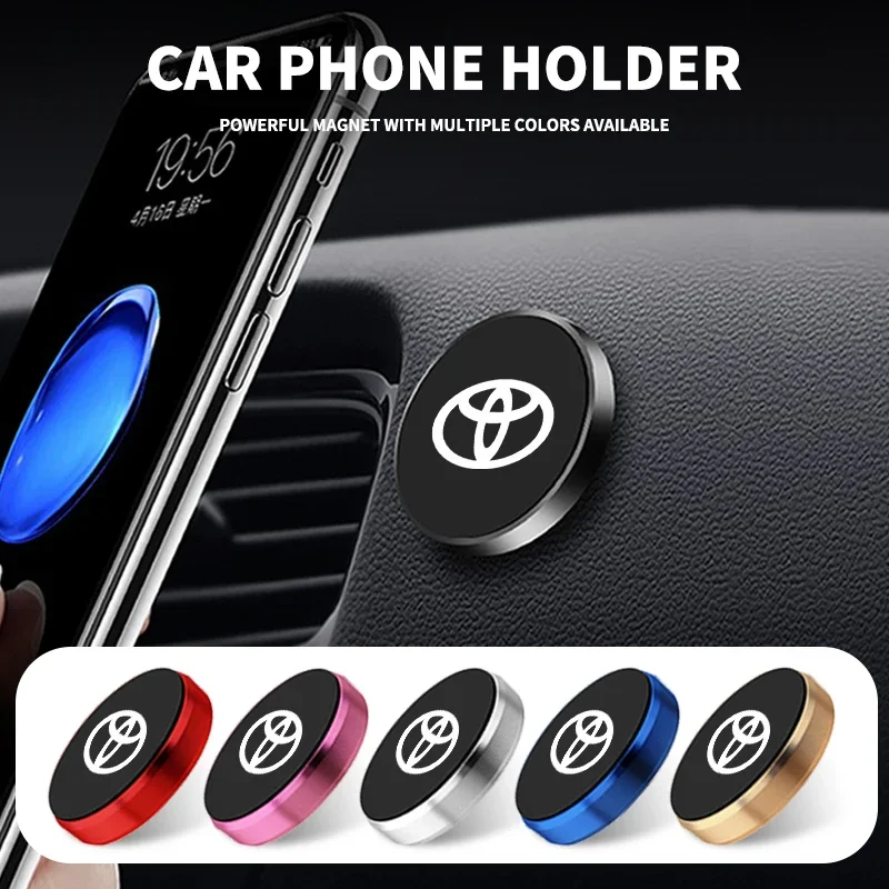 Round Magnetic Mobile Phone Holder Dashboard Mobile Phone Bracket Wall Desk Magnet Stand For Toyota Camry Hilux Prius Auris