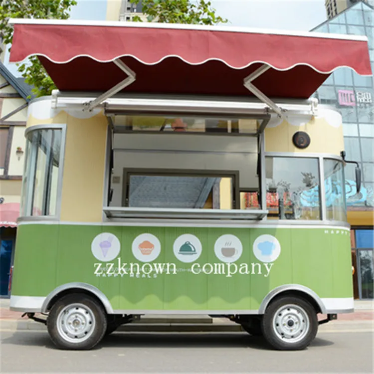 4 ล้อรถบรรทุกอาหารห้องครัวมือถือ Street Catering Trailer กาแฟชาฟองสุนัขร้อนอาหารรถเข็น Park ใช้หยอดเหรียญ Kiosk