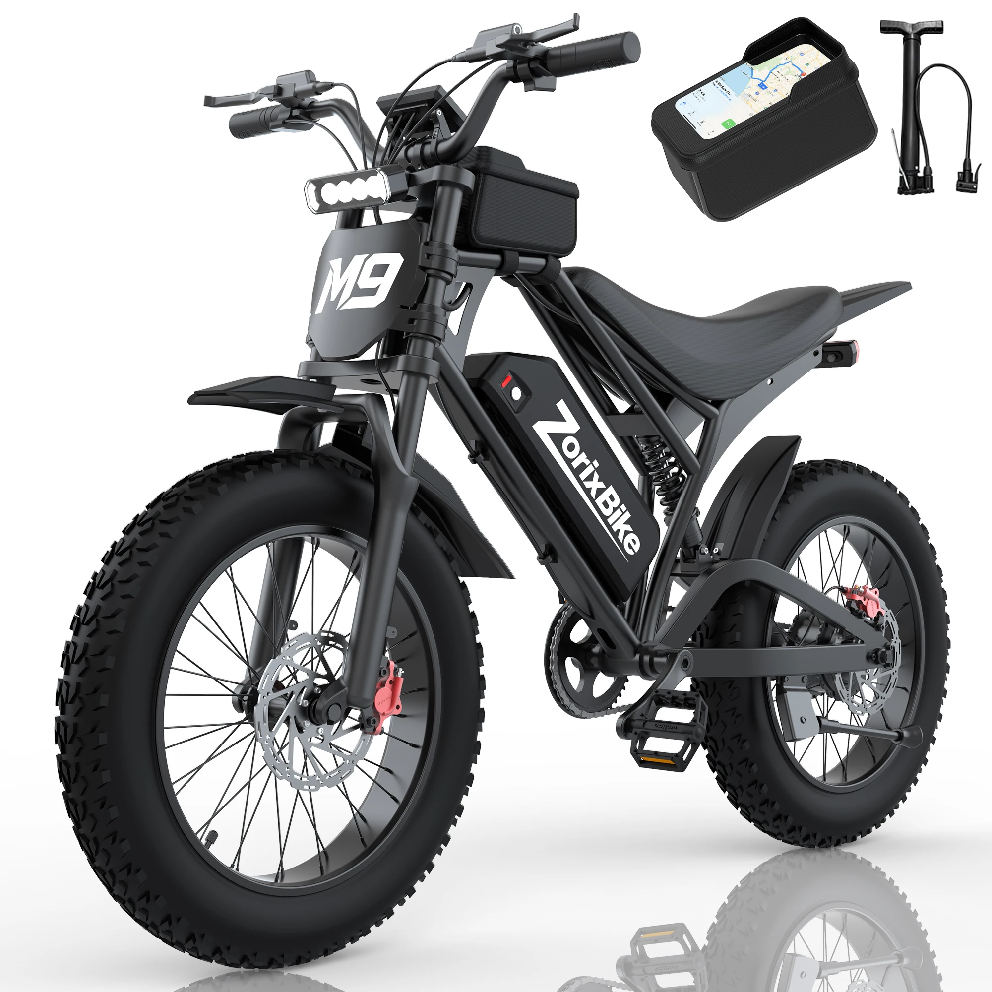 ZorixBike M9 Serie Electric Bike, NFC Unlock, 1500/3000W Peak Brushless Motor, 48V 13/20Ah, Max 31-35MPH, 30-70 Miles Range, 20' X 4.0' Fat Tire Ebike, UL 2849 image 2