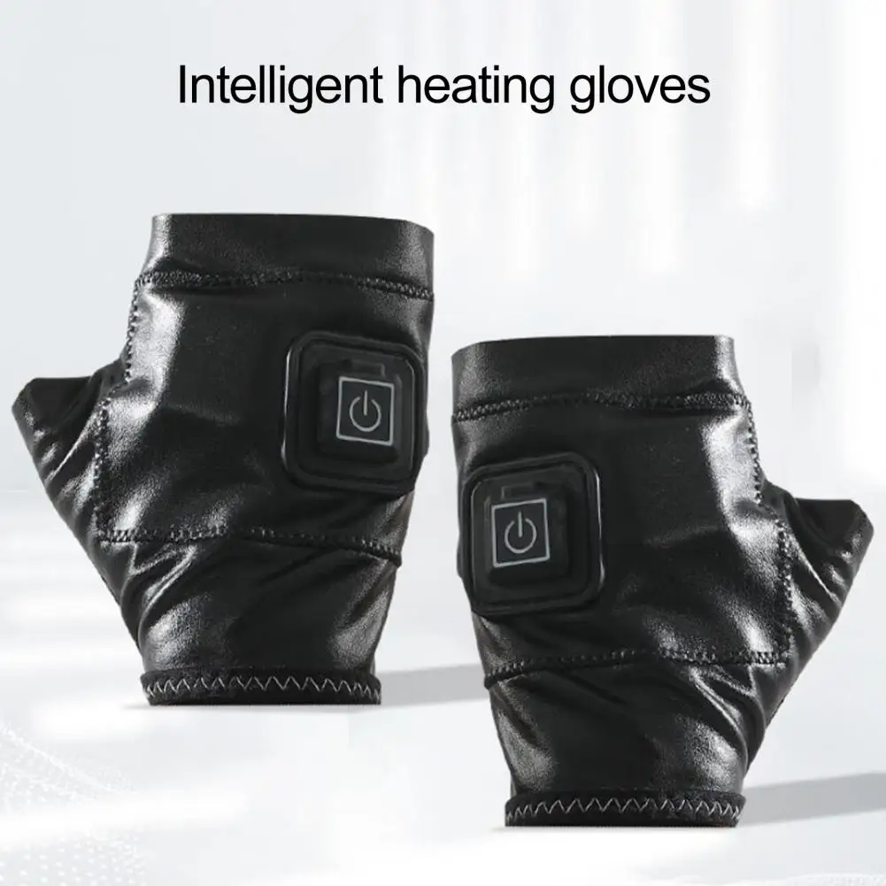 Thermal Gloves 1 Pair Soft Overheat Protection 5V/0.5A Half Finger Electric Heating Gloves for Office