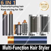 Professional 6 In 1 Hair Dryer Hot Comb Set Curling Iron Hair Straightener Styling Tool Super Air Warp 1300W Powerful Wind