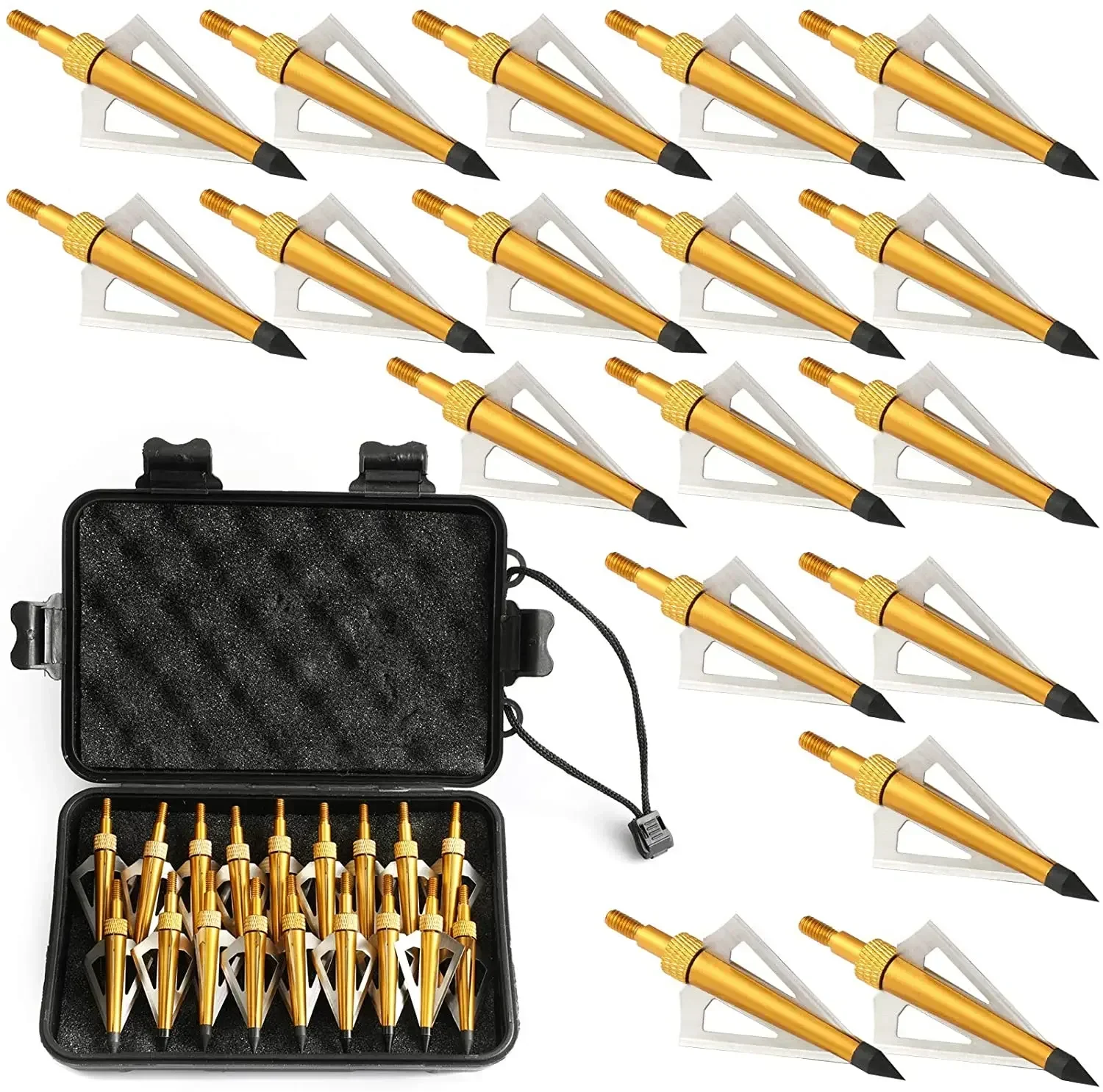 Broadheads 100/125 Grain 3 Fixed Blade Hunting Arrow Points Metal Tips for Compound Bow and Crossbow Archery 12pcs