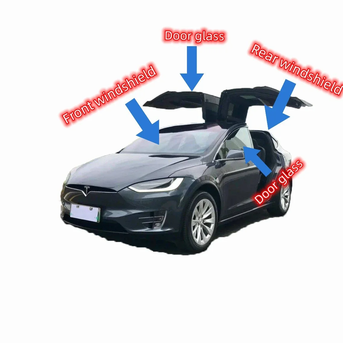

Переднее лобовое стекло Model X используется для переднего лобового стекла Tesla Model X, стекла двери, заднего лобового стекла.