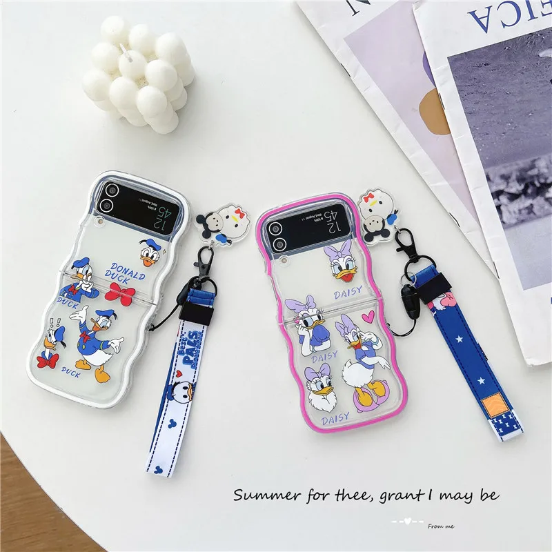 Cute Donald Daisy Phone Case for Samsung Galaxy Z Flip 5 6 Flip6 ZFlip5 Zflip 4 flip3 Acrylic Back Cover