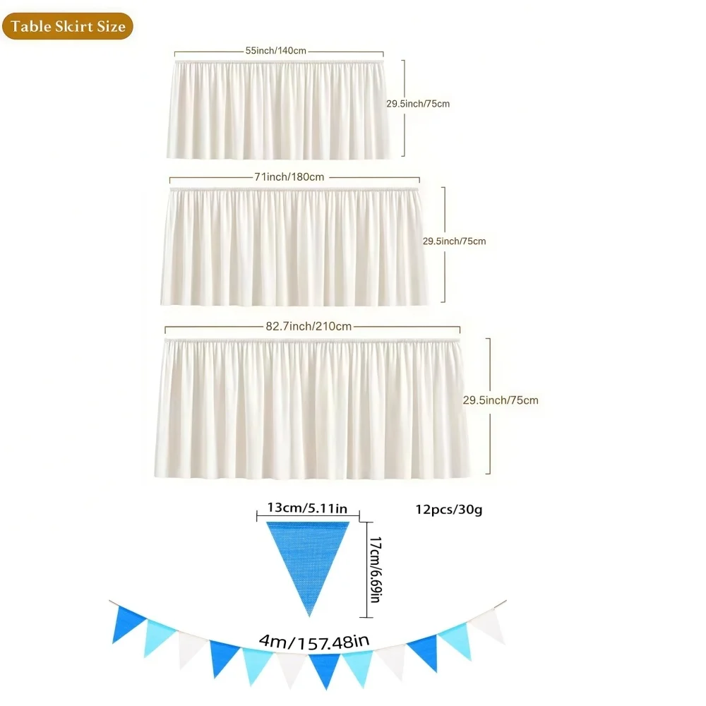 1PC Pennant and Table Skirt That Resists Wrinkles,  Blue Sky Cloud Pattern Table Skirt Cloud Theme Party Decoration