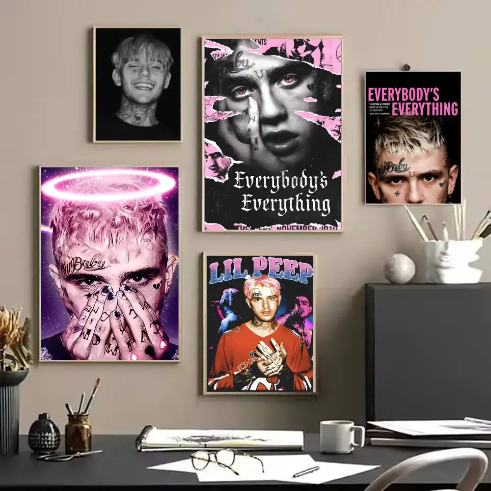 

Hot Rapper L-Lil PeepS Painting Calligraphy Living Room Bedroom Canvas Wall Art Print Mural Home Decor Gift Unframed Decoration