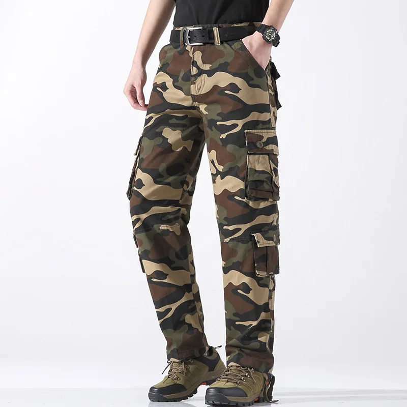 

2025 Men's multi-pocket loose casual pants, work pants, outdoor all-cotton camouflage men's pants